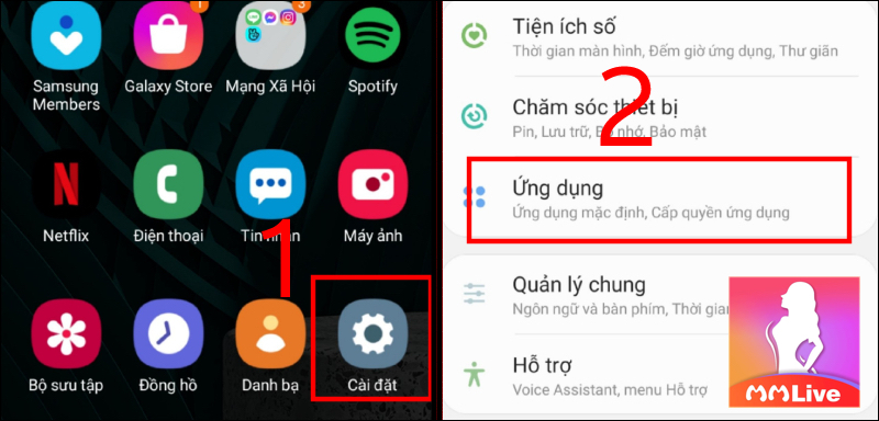 Cho phép ứng dụng MMlive